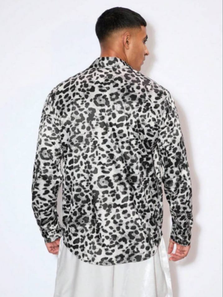 Streak Hawk AFTDRK Men Leotard Print Long Sleeve Satin Shirt